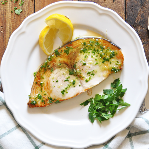 Pan Grilled Swordfish Emperador A la Plancha Spain on a Fork